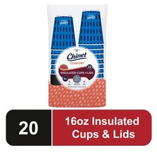 Comfort Premium Disposable Paper Hot Cups with Lids, 16 oz, 20 Count