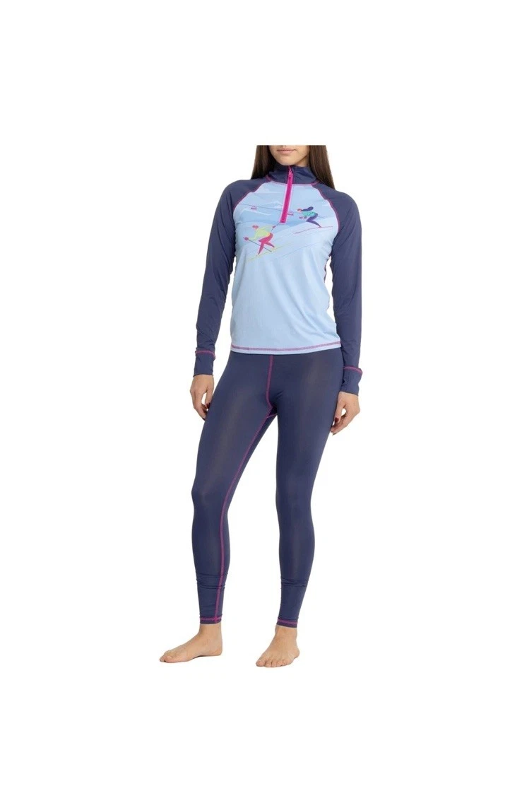BORN OUTDOOR 2 PC BASE LAYER Leggings Pants & 1/4 Zip SHIRT SET Womens Med NEW