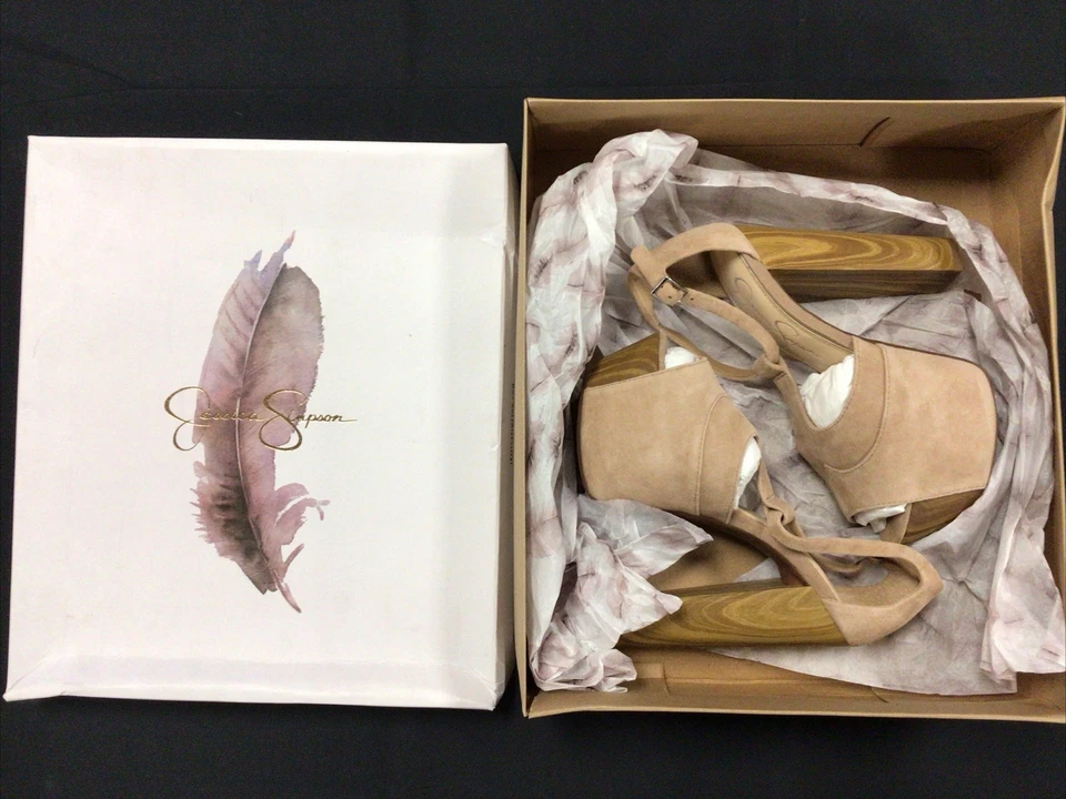 Jessica Simpson Dany Correa en T Madera Plataforma Sandalia Arena Chilena Gamuza Talla 5M Foto 2 de 4