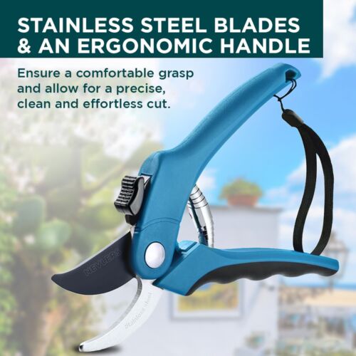 Nevlers Garden Scissors Bypass Pruning Shears Stainless Steel Blades 8 mm Trim - Picture 2 of 9