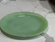 *Vintage Fire King Jadeite Oval Serving Plate Platter Jane Ray 12" x 9”, ribbed