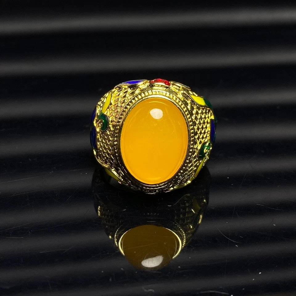  Anillos para pulgar tiro con arco amuleto jade jadeíta birmano amarillo hielo natural Foto 2 de 4