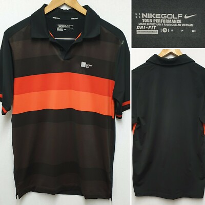 NIKE GOLF DRI-FIT LA TORRE SCHWARZ & ROT POLOSHIRT GRÖSSE S SMALL GOLFING 
