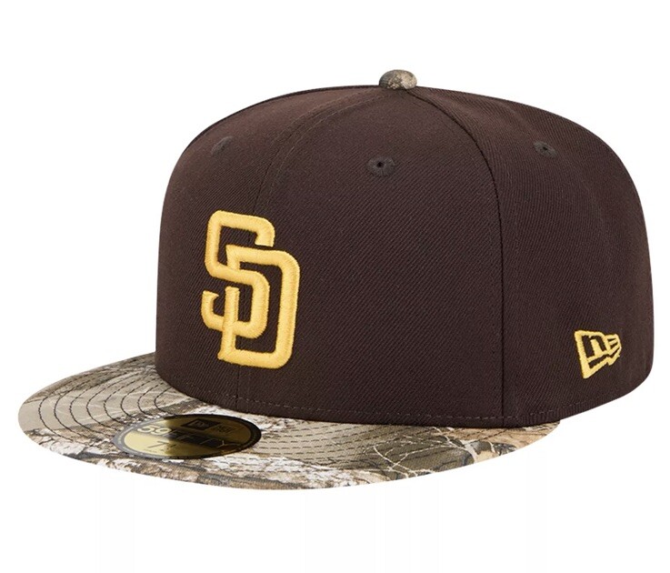 New Era San Diego Padres Brown Gold Woodland Camo Men’s 59FIFTY Fitted Hat  Cap