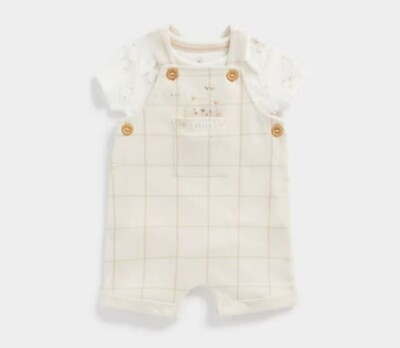 MOTHERCARE Babykleidung Latzhose Set Weste 1-3 Monate Unisex Nagelneu mit Etikett