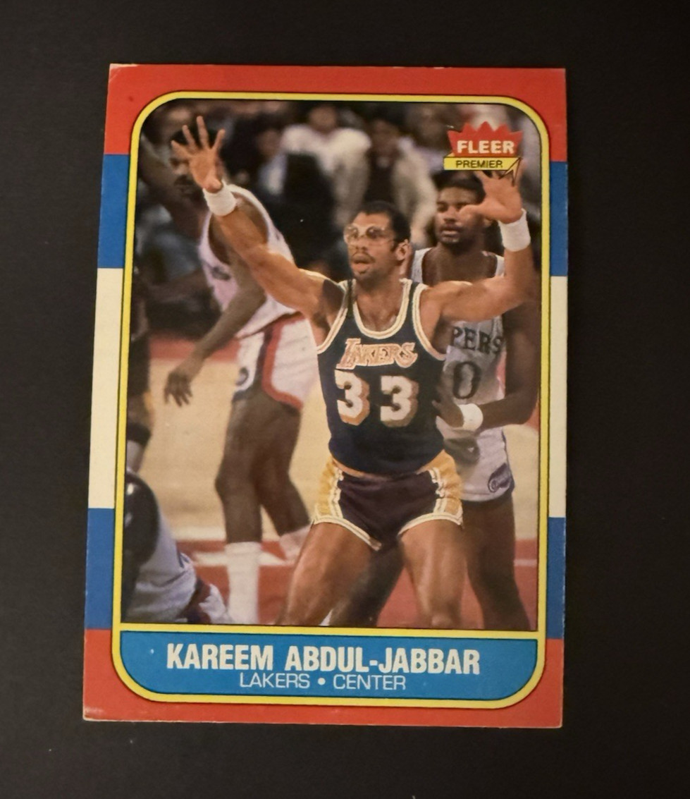 KAREEM ABDUL JABBAR 1986-87 FLEER CARD #1 LOS ANGELES LAKERS MILWAUKEE BUCKS HOF