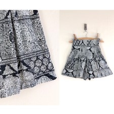 Vintage 90  s Women Patchwork Paisley High Waist Ultra Wide Culottes Mom Shorts