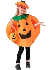 3PCS Pumpkin Costume for Kids Halloween Cosplay Party Clothes Hat 3-6 Yr Old
