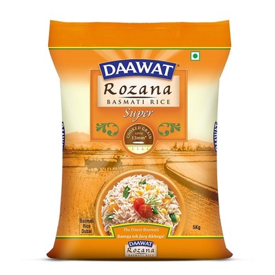 Daawat Rozana Super Basmatireis 5Kg| Für den täglichen Verzehr| Gekochtes Get...