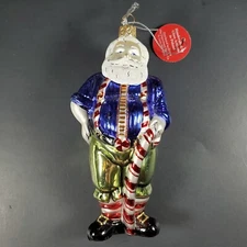 Vintage 1999 Home for the Holidays Handcrafted Glass Santa Ornament Poland