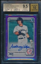 BGS 9.5/10 ANTHONY VOLPE AUTO 2020 Bowman Chrome PURPLE REFRACTOR/250 GEM MINT