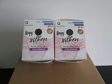 New Women's L'eggs  4 Pair Silken Mist Control Top Black Mist Pantyhose Tights Q