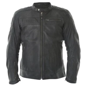 BKS Retro Leather Motorcycle Jacket Mens Armoured Black Vintage