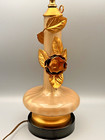 Antique Gold Glass Lamp With Gold Gilt Tole Decor & Genie Bottle Shape 25"H