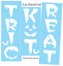 Joanie 68" 3 pc. Stencil Trick or Treat Jack face Vertical Porch Board DIY Home