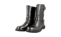 Prada Stiefelette Stiefel Schuhe 3U5935 Schwarz Leder Schnallen Neu 41 41,5 Uk 8