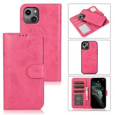 Magnetic Detachable PU Leather Flip Wallet Case For iPhone 16 Pro Max/15/14/13