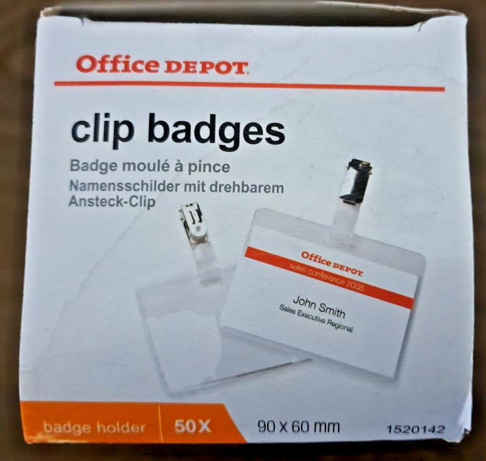 50x LANDSCAPE CLIP VISITORS ID NAME BADGES 90x60mm PVC HOLDER + STRAP + INSERTS