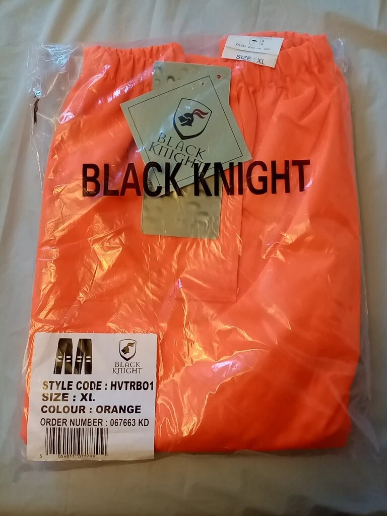 Black Knight Foul Weather High Visibility Over Trousers, Orange - XL Breathable