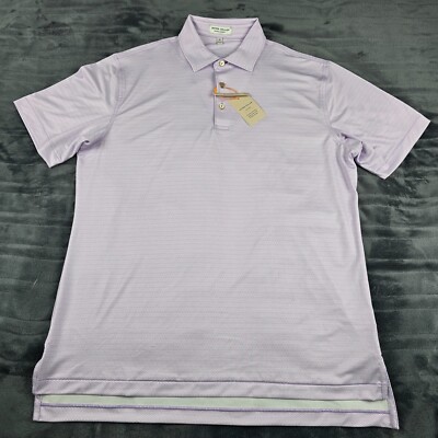 Peter Millar Golf Poloshirt Medium lila Mond Blume Sommer bequem Kragen