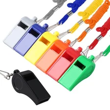 7 Pack Plastic Whistles with Lanyard for Coach Referee Teachers Lifeguard