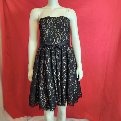 Neiman Marcus Strapless Black Lace Dress - med - large