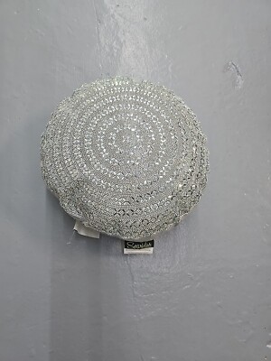 DECORATIVE ROUND SILVER BEADED PILLOW