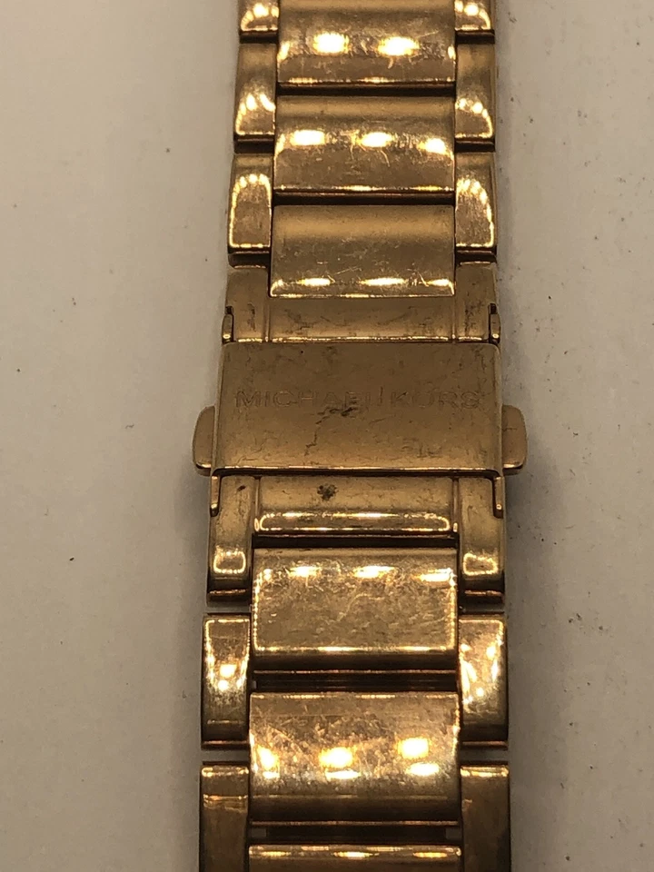 Piezas de reloj Michael Kors correa completa cierre de eslabones tono oro rosa sin alfileres 18 mm PJ335 Foto 2 de 4