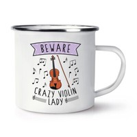 Beware VerrüCkte Violine Damen Emaille Becher Tasse Mutter Tag Freundin Music