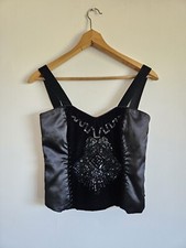 Didier Parakian Embellished Velvet/Satin, Corset Top, Size 40 Burlesque goth