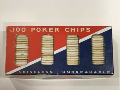 Vintage TOWER Poker Chips, Original Box with misc. Plastic Chips-White/Off white