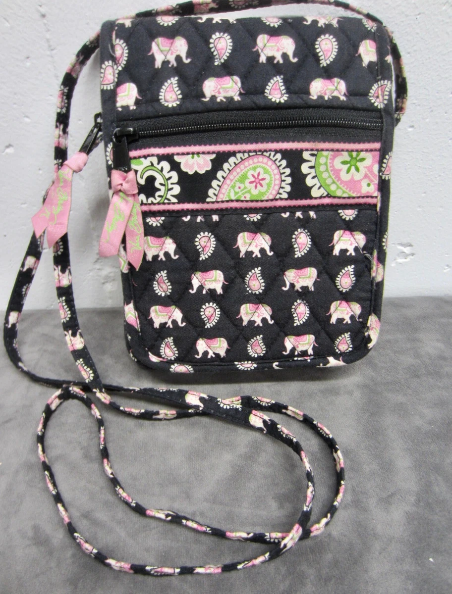 Retired 2007 VERA BRADLEY Mini HIPSTER Black Pink PINK ELEPHANT Crossbody Bag