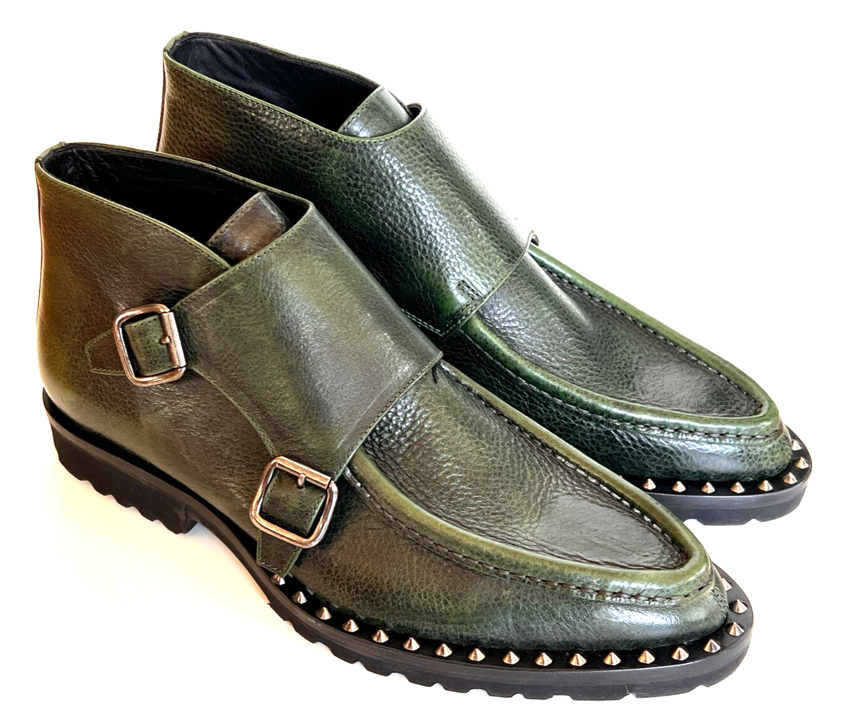 DSQUARED2 Worlds End Vitello Vintage Ankle Boots in Verde Size 9 