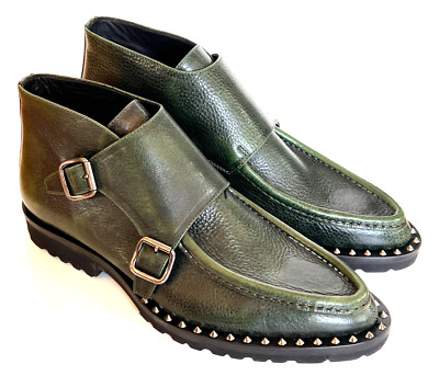 DSQUARED2 Worlds End Vitello Vintage Ankle Boots in Verde Size 9/42EU BNIB
