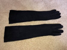 Vintage Ladies Blue Wrist 11 inch Accent Length Gloves Size 6.5