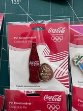 Rio 2016 Olympics Coca Cola Pin Badge Red Sparkle Bottle