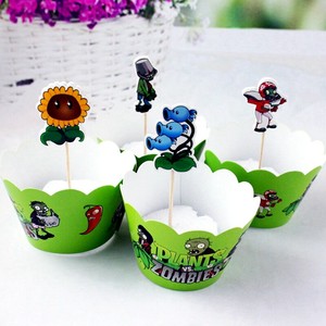 24pcs Plants Vs Zombies Cupcake Wrapper Topper Picks Party