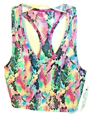 Nine West Active Removable Pads Size Small Sports Bra Color Splash Racerback NEW
