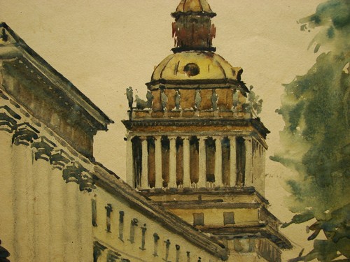 Ukrainische sowjetische UdSSR Aquarellmalerei Stadtbild alte Architektur Leningrad - Bild 3 von 7