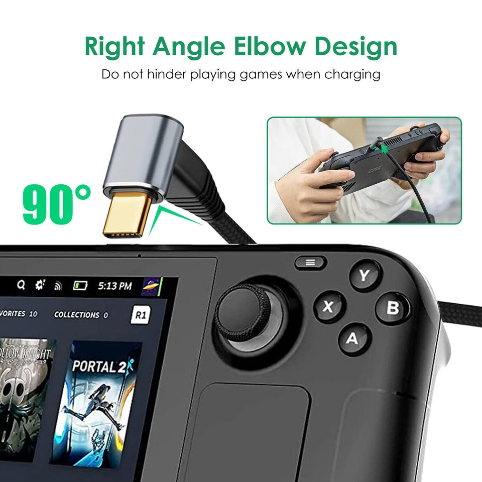 Type-C USB3.1 Gen2 Cable PD 100W 10Gbps 4K VR Cord For Steam Deck Oculus Quest 2 - Image 4 of 4