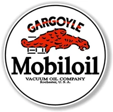 (GARGO-1) 3" round MOBIL MOBILOIL GARGOYLE DECAL OIL CAN GAS PUMP GASOLINE
