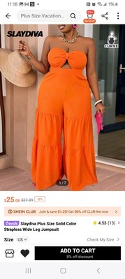 SHEIN Slayr Plus Size Solid Color Strapless Wide Leg Jumpsuit