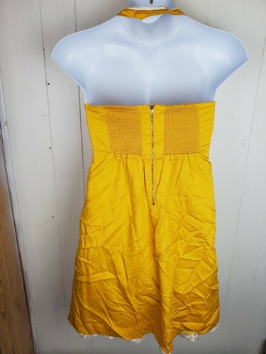Floreat sz 6 Anchors Aweigh Dress Halter Sleeveless Retro Mustard Yellow Pin-Up - Picture 2 of 3