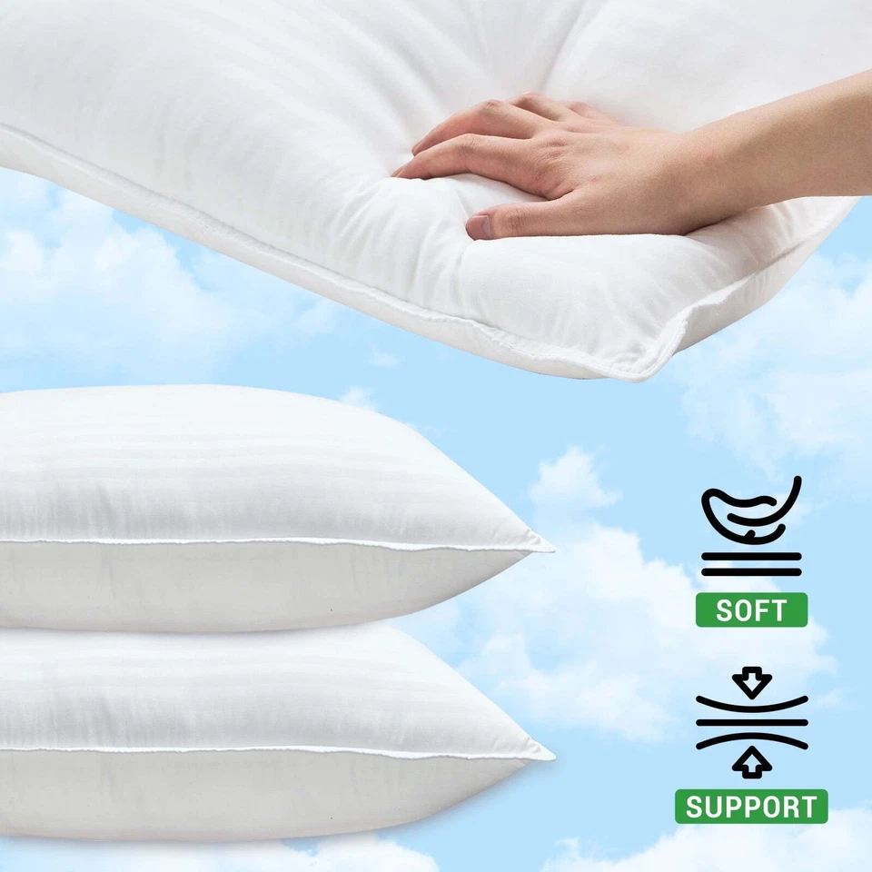 Paquete de 2 almohadas Gogreen para cama tamaño estándar almohadas inserción, almohadas suaves de plumón Foto 3 de 4