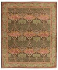 Handmade William Morris Wool Area Rug Floral Art Nouveau Vintage Look Tufted Rug