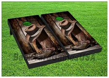 Vinyl Wraps COUNTRY WESTERN Cornhole Board Game DECALS Cowboy Ranch Rodeo S197