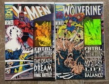 X-Men #25 Wolverine #75 Fatal Attractions - Est. VF/NM - Gold Gambit Hologram!