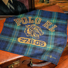 Preppy Vintage Style Ralph Lauren Tartan Tiger Illustrated Wool Pocket Square