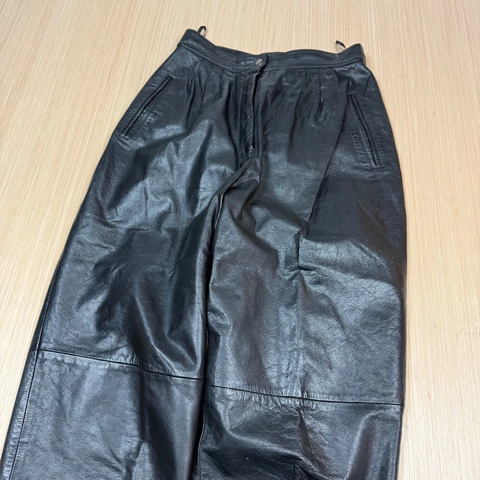 Pantalones de cuero vintage Pia Rucci años 80 90 plisados talla 10 se adapta a 26x26 cyber punk Foto 2 de 4