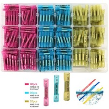 200PCS Mix Heat Shrink Butt Wire Connectors Waterproof Crimp Splice Terminal Kit